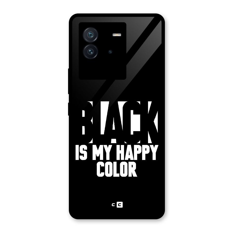 Black My Happy Color Glass Back Case for Vivo iQOO Neo 6 5G