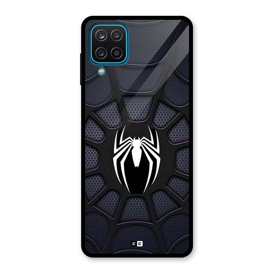 Black Web Glass Back Case for Galaxy A12