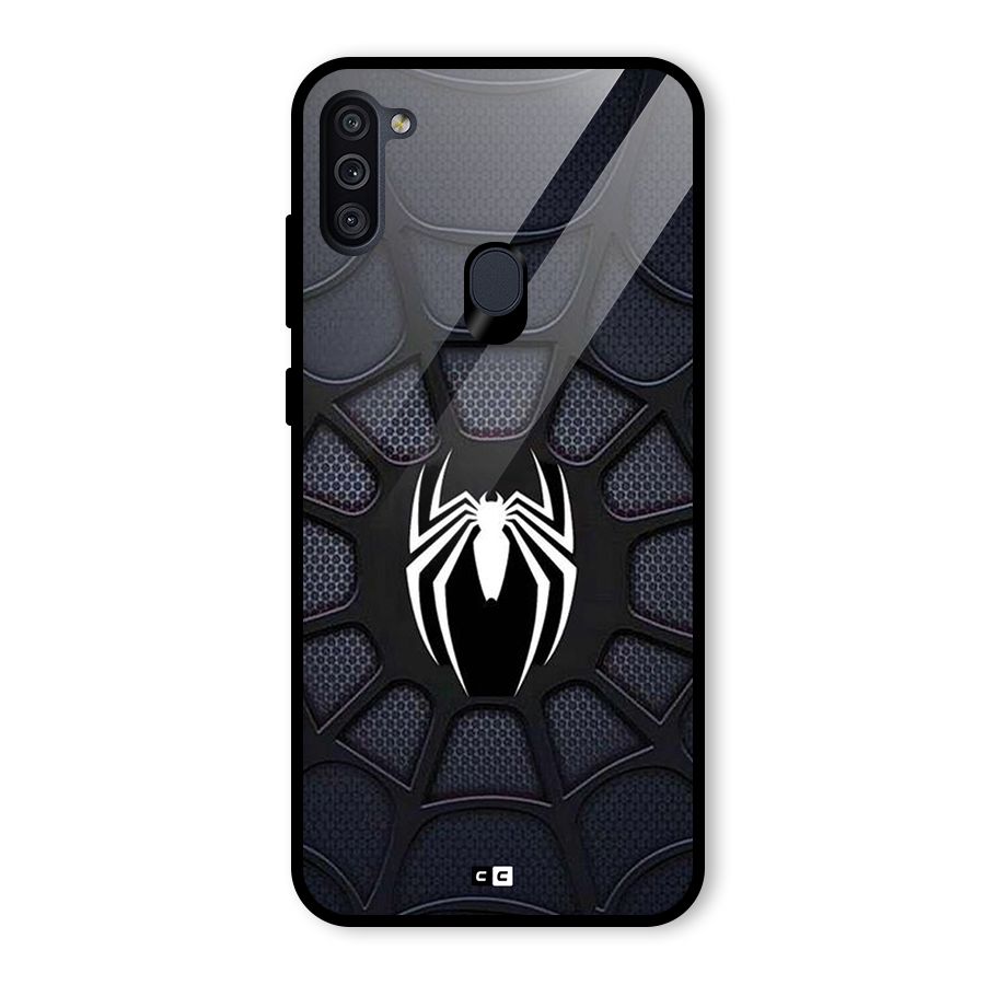 Black Web Glass Back Case for Galaxy M11
