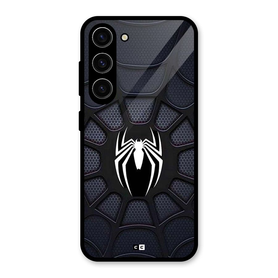 Black Web Glass Back Case for Galaxy S23