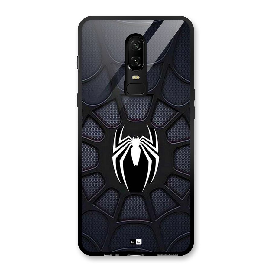 Black Web Glass Back Case for OnePlus 6