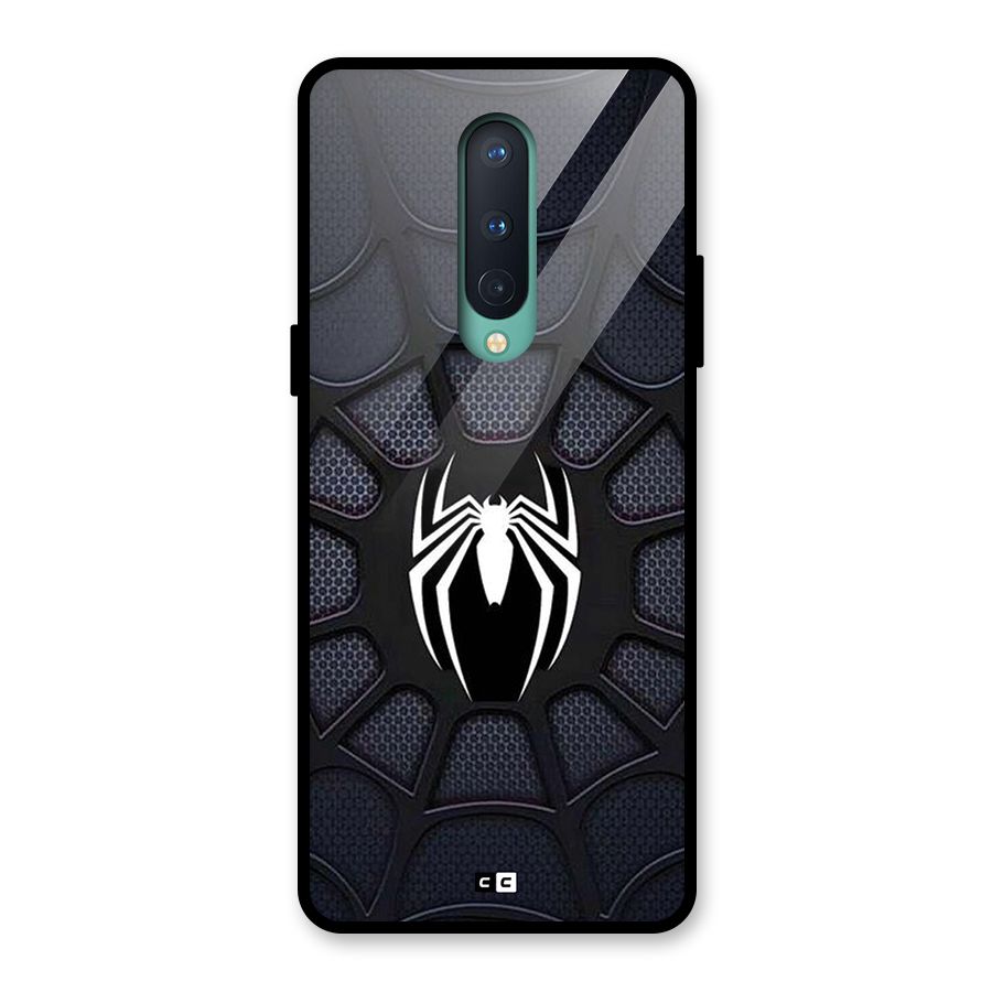 Black Web Glass Back Case for OnePlus 8