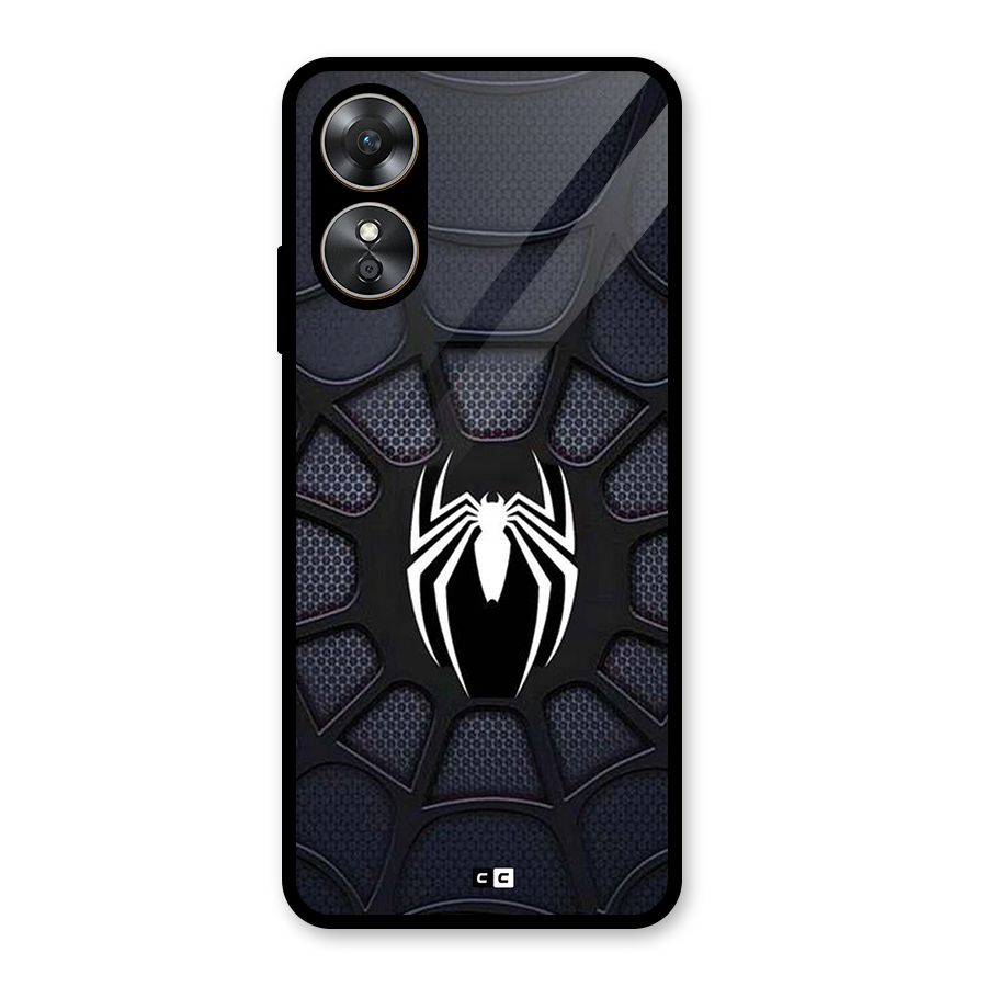 Black Web Glass Back Case for Oppo A17