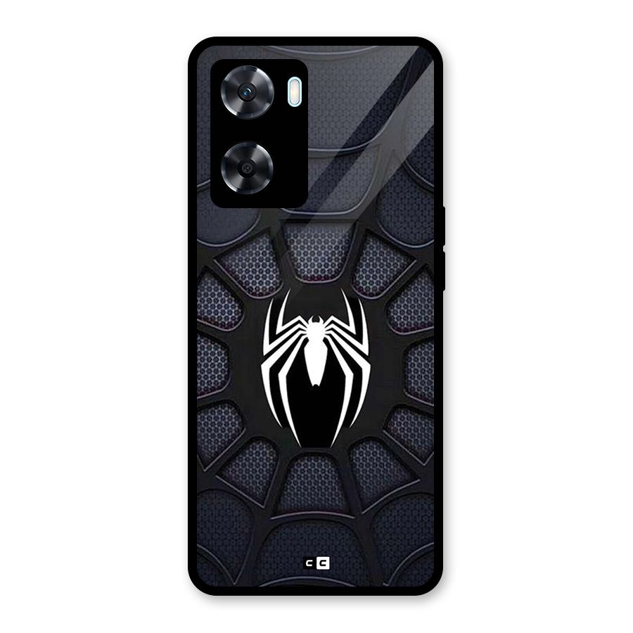 Black Web Glass Back Case for Oppo A77s