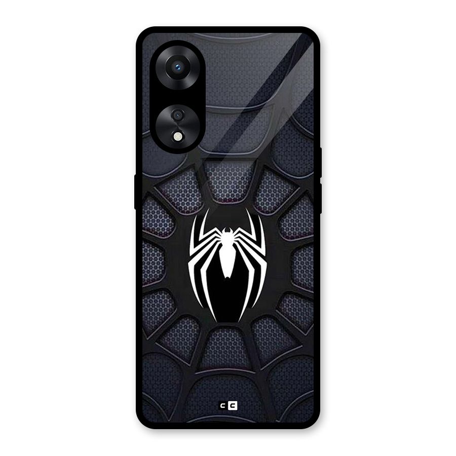 Black Web Glass Back Case for Oppo A78
