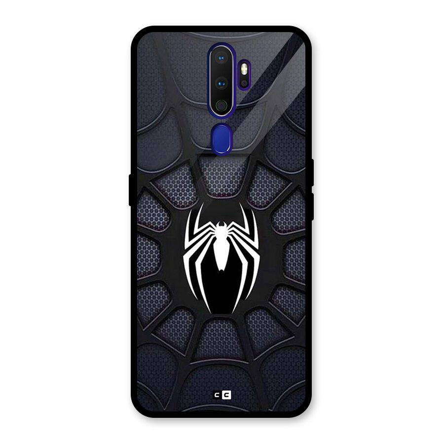 Black Web Glass Back Case for Oppo A9 (2020)
