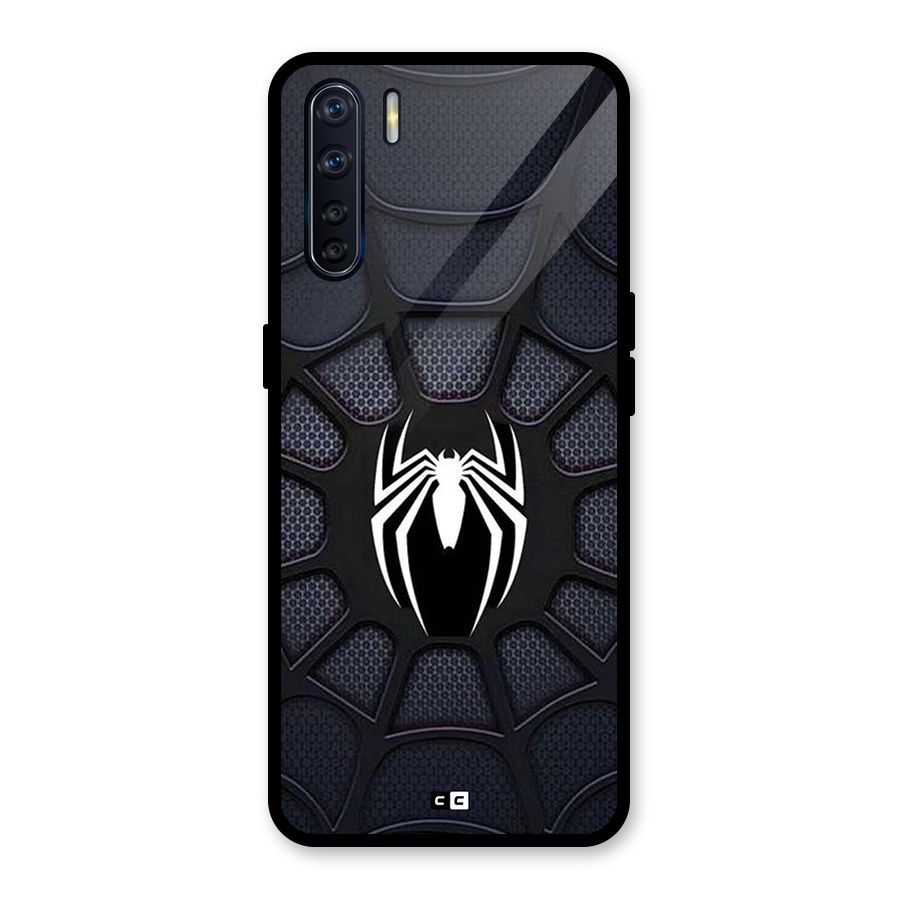 Black Web Glass Back Case for Oppo F15