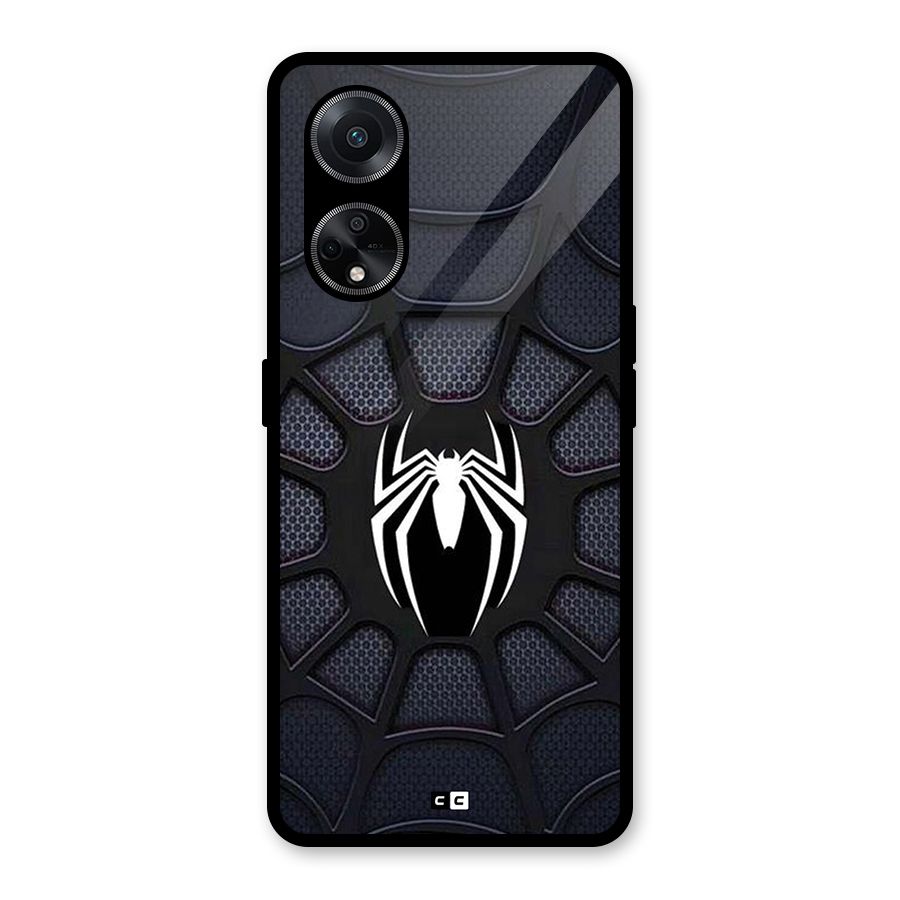 Black Web Glass Back Case for Oppo F23