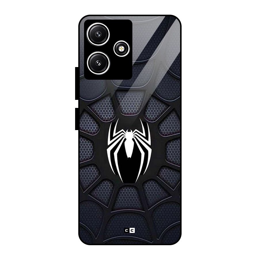 Black Web Glass Back Case for Poco M6 Pro