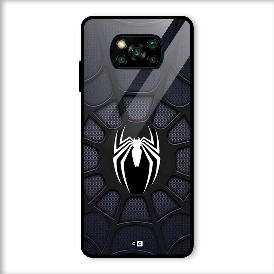 Black Web Glass Back Case for Poco X3
