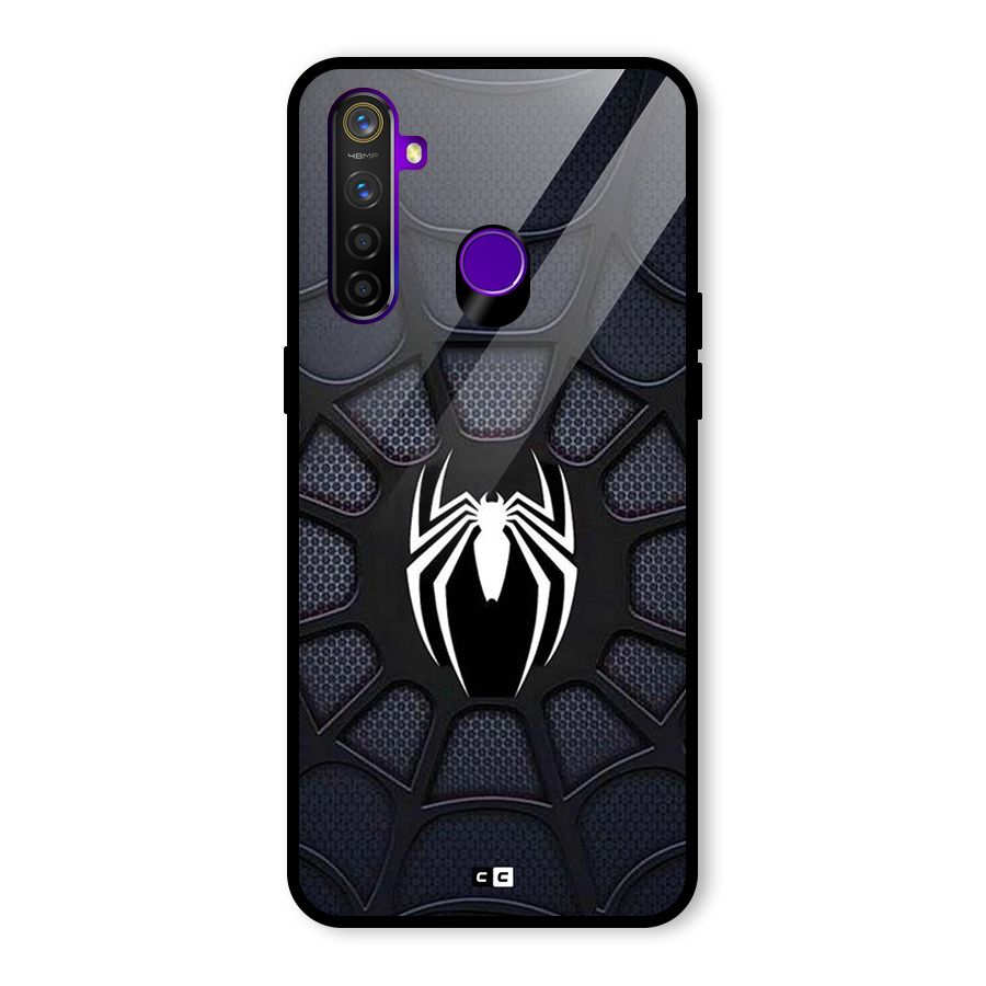 Black Web Glass Back Case for Realme 5 Pro