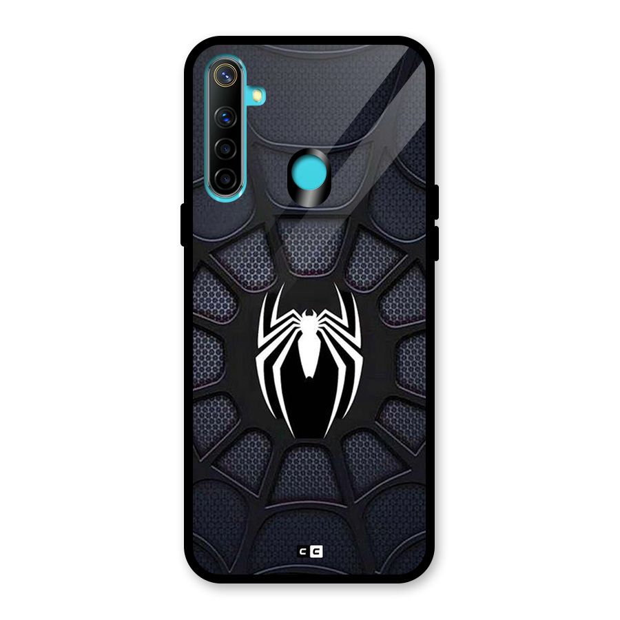 Black Web Glass Back Case for Realme 5i