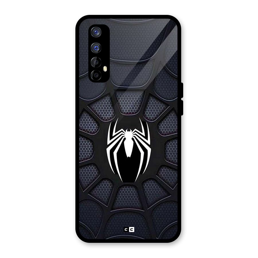 Black Web Glass Back Case for Realme 7