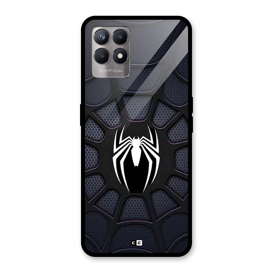 Black Web Glass Back Case for Realme 8i