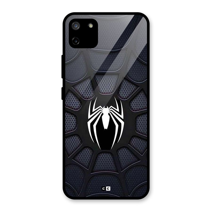 Black Web Glass Back Case for Realme C11
