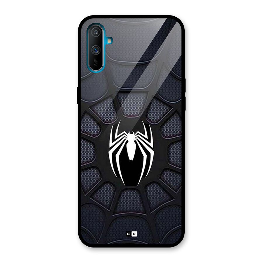 Black Web Glass Back Case for Realme C3