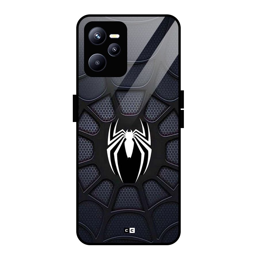 Black Web Glass Back Case for Realme C35