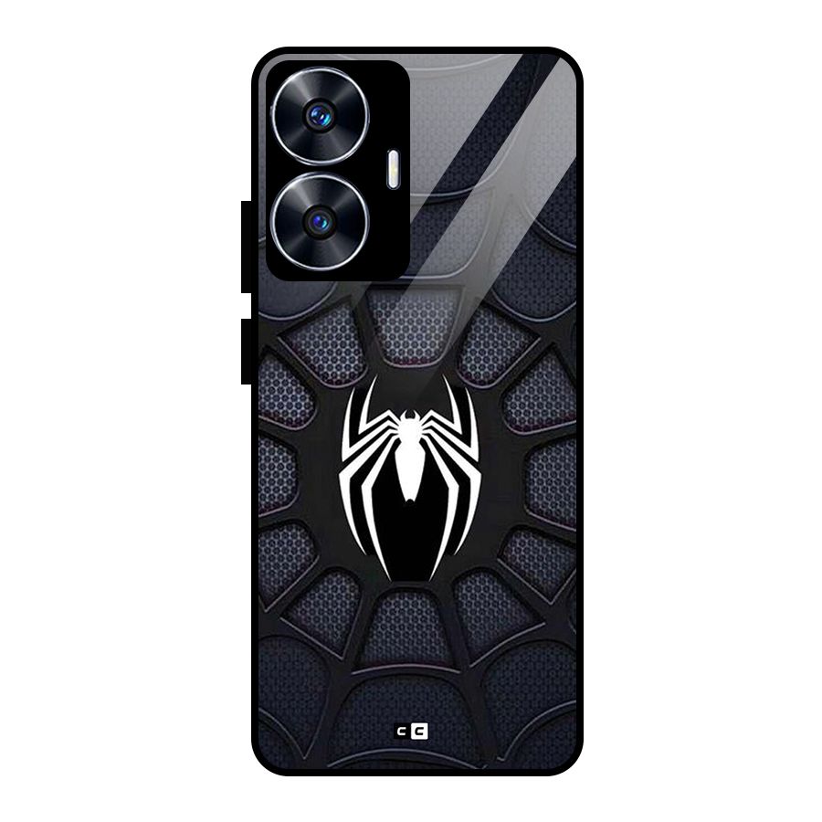 Black Web Glass Back Case for Realme Narzo N55