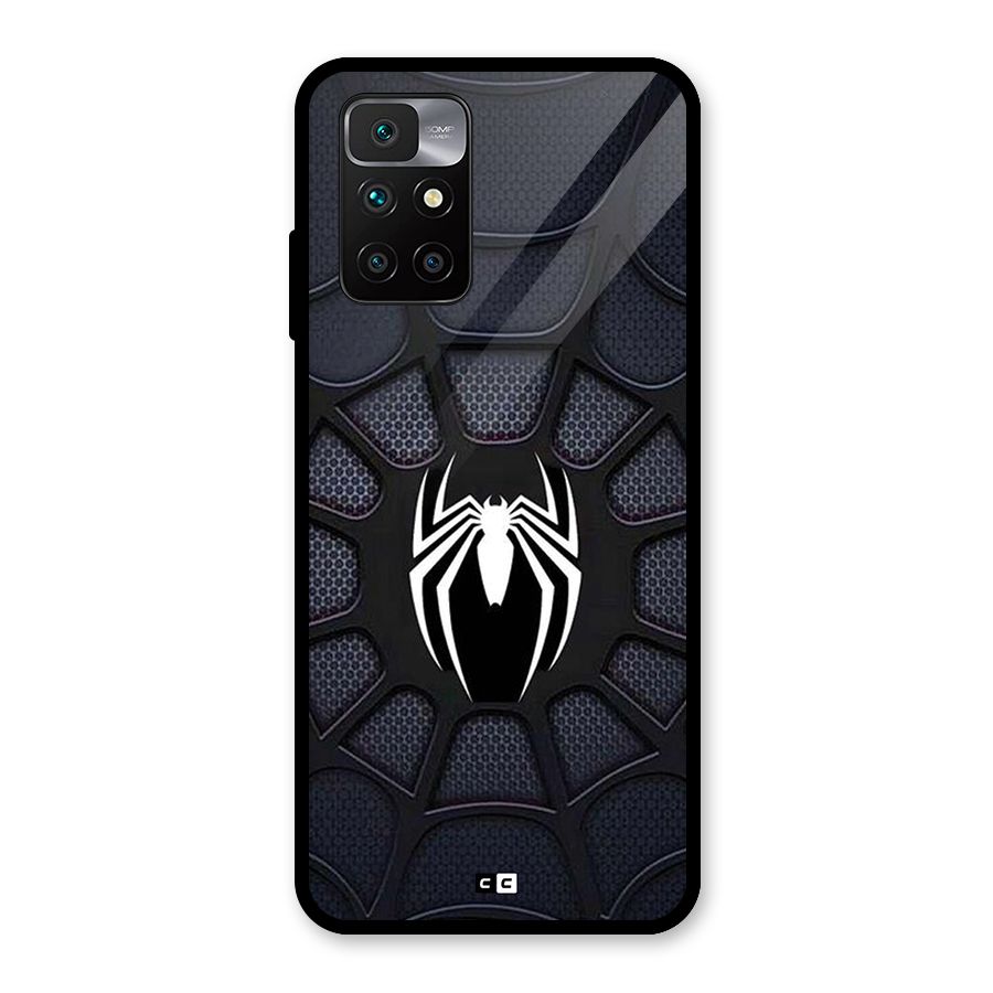 Black Web Glass Back Case for Redmi 10 Prime