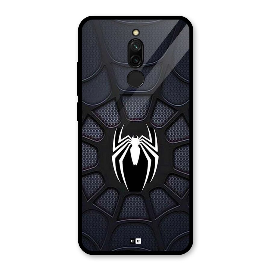 Black Web Glass Back Case for Redmi 8