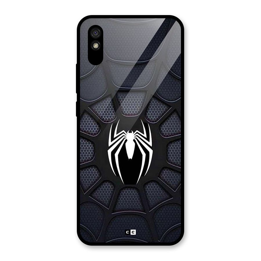 Black Web Glass Back Case for Redmi 9A