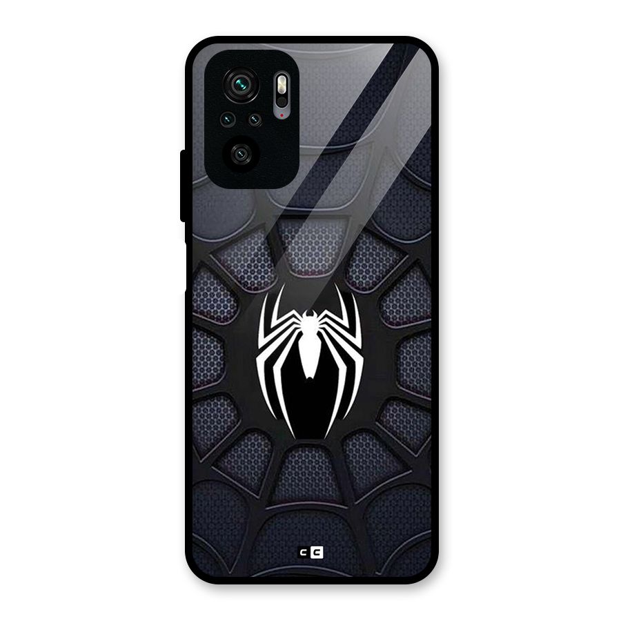 Black Web Glass Back Case for Redmi Note 10