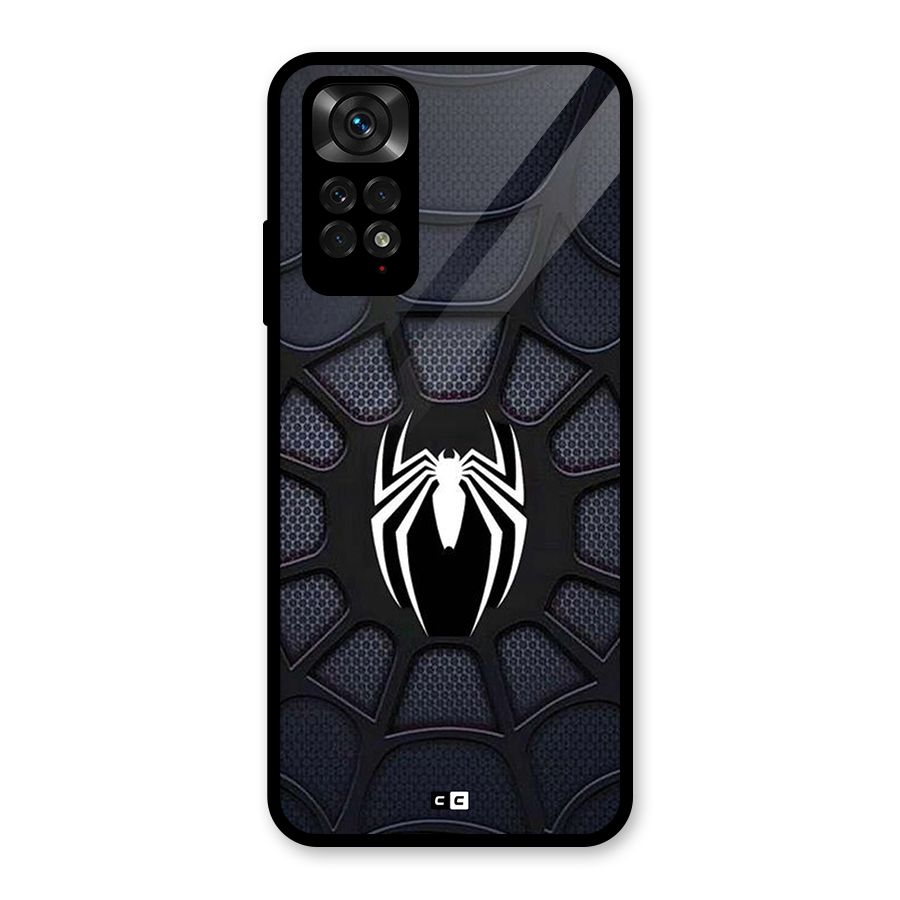 Black Web Glass Back Case for Redmi Note 11S
