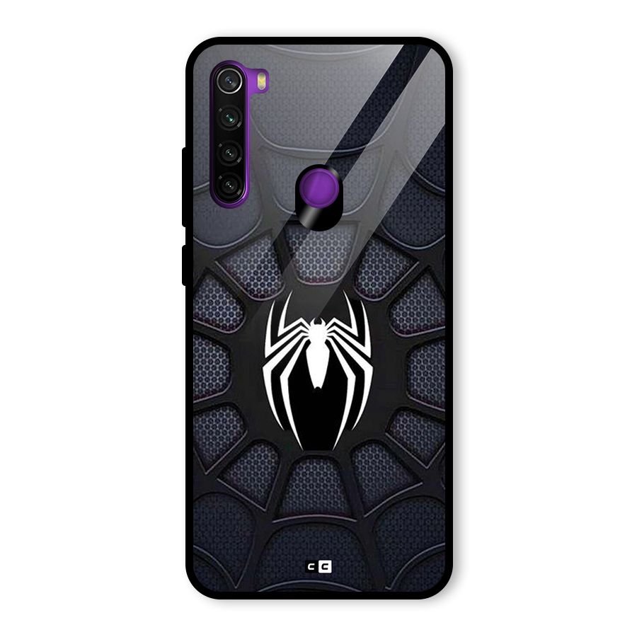 Black Web Glass Back Case for Redmi Note 8
