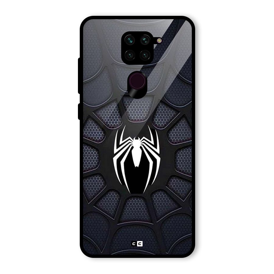 Black Web Glass Back Case for Redmi Note 9