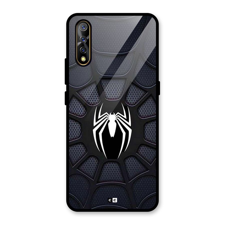 Black Web Glass Back Case for Vivo S1