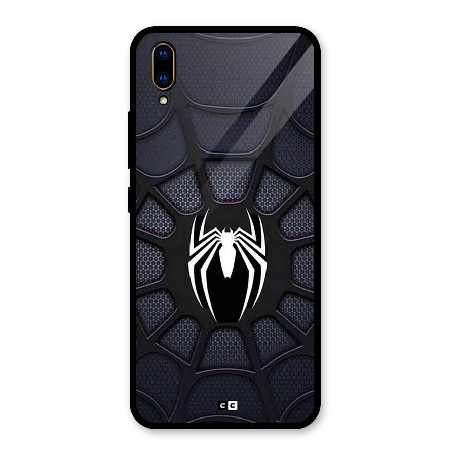 Black Web Glass Back Case for Vivo V11 Pro