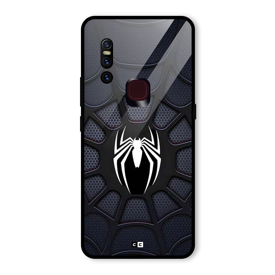 Black Web Glass Back Case for Vivo V15