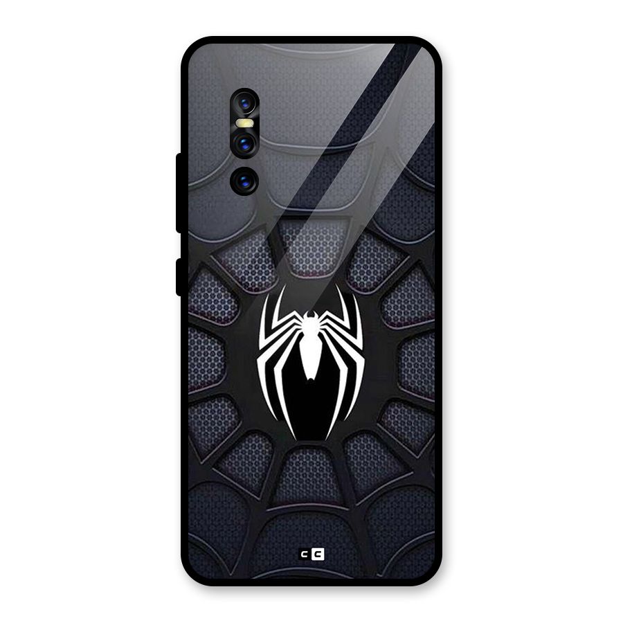 Black Web Glass Back Case for Vivo V15 Pro