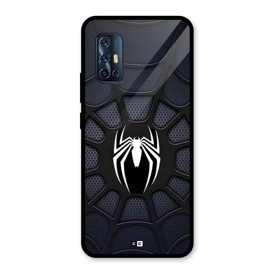 Black Web Glass Back Case for Vivo V17