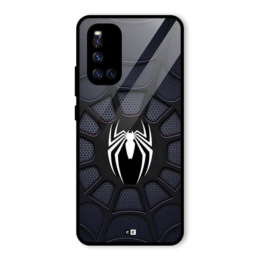 Black Web Glass Back Case for Vivo V19