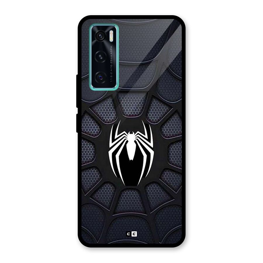 Black Web Glass Back Case for Vivo V20 SE