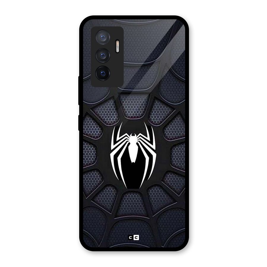 Black Web Glass Back Case for Vivo V23e