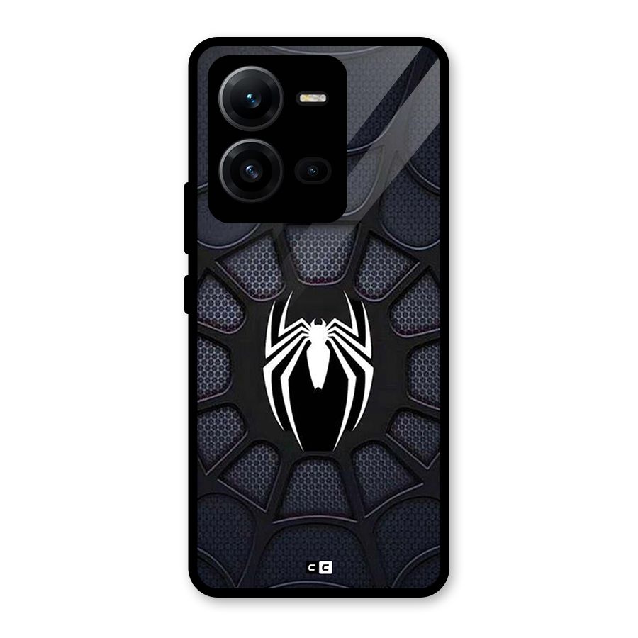 Black Web Glass Back Case for Vivo V25
