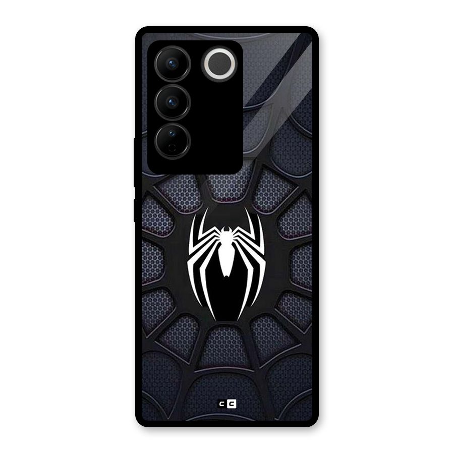 Black Web Glass Back Case for Vivo V27