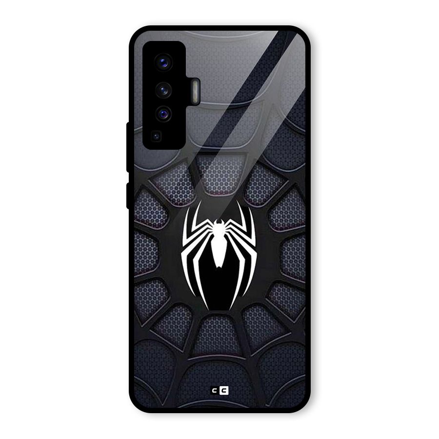 Black Web Glass Back Case for Vivo X50
