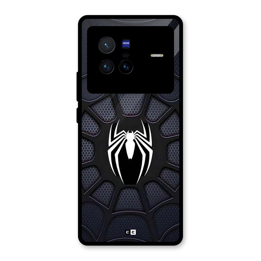 Black Web Glass Back Case for Vivo X80
