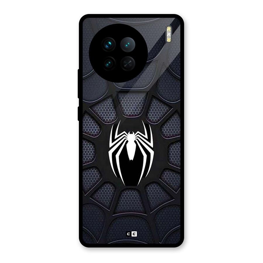 Black Web Glass Back Case for Vivo X90