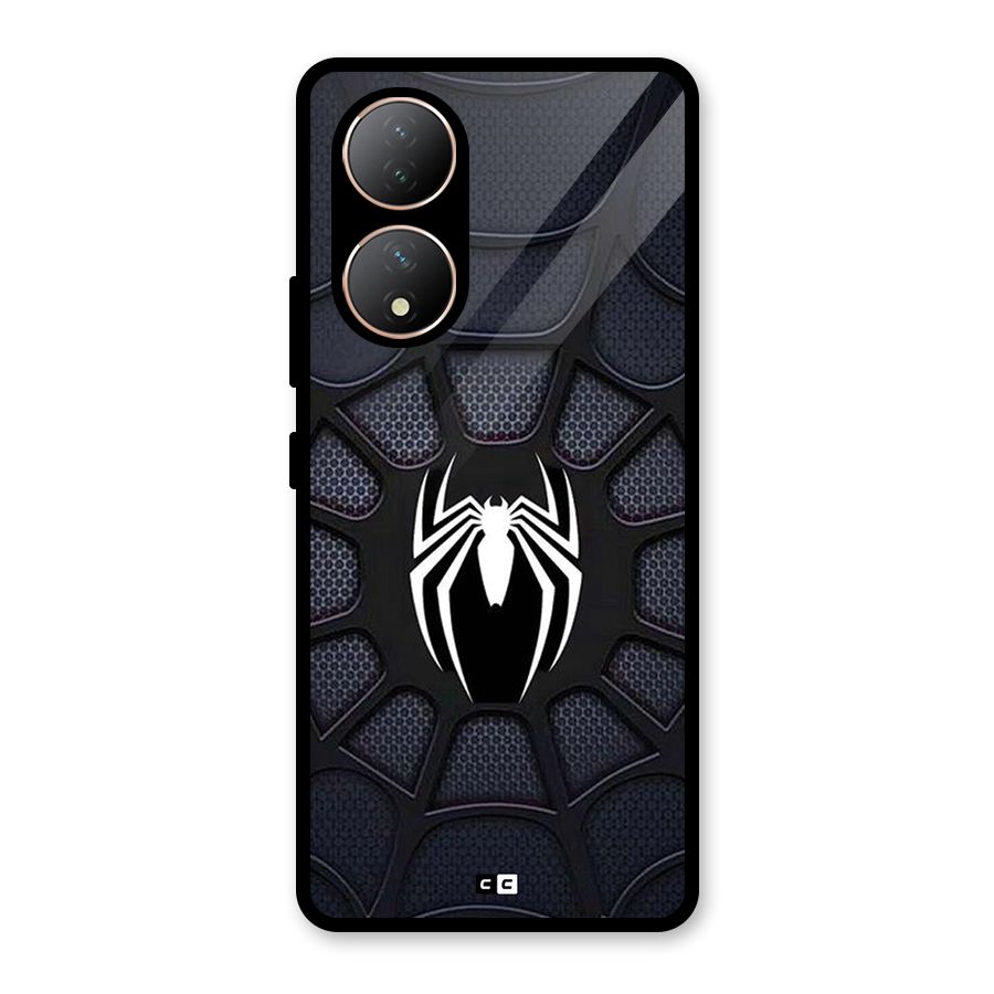 Black Web Glass Back Case for Vivo Y100