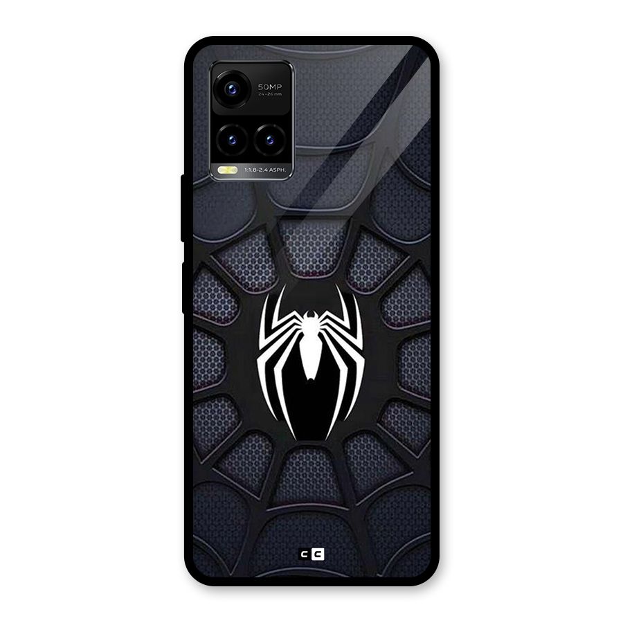 Black Web Glass Back Case for Vivo Y21T