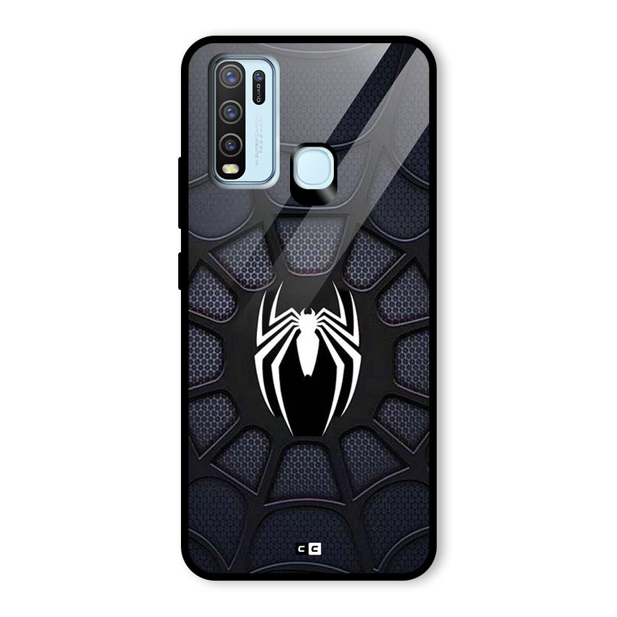 Black Web Glass Back Case for Vivo Y30