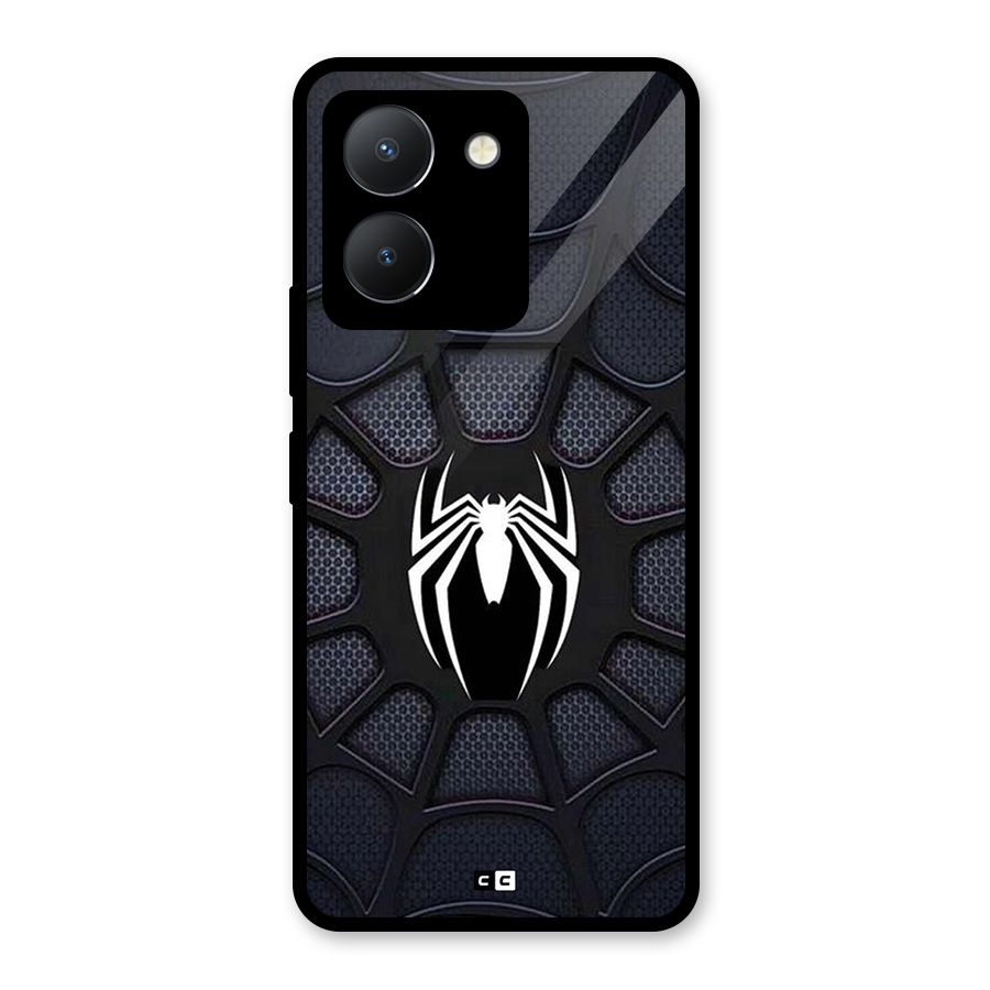 Black Web Glass Back Case for Vivo Y36