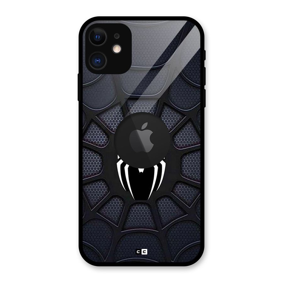 Black Web Glass Back Case for iPhone 11 Logo Cut