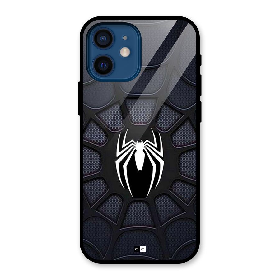 Black Web Glass Back Case for iPhone 12 Mini