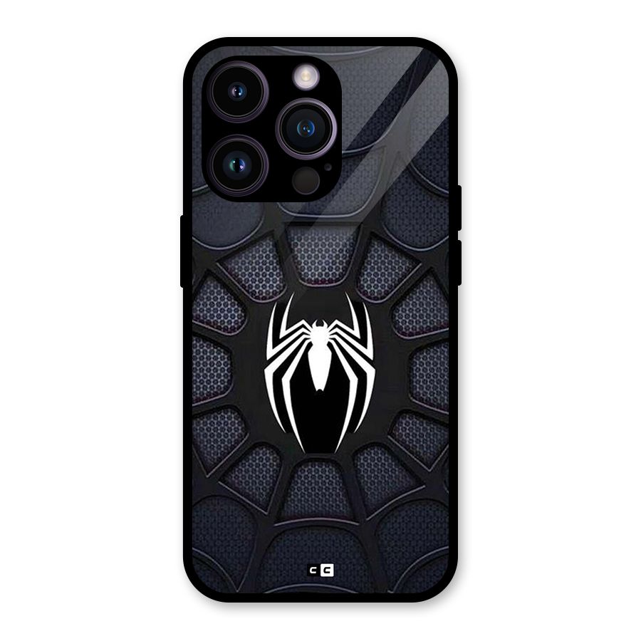 Black Web Glass Back Case for iPhone 14 Pro