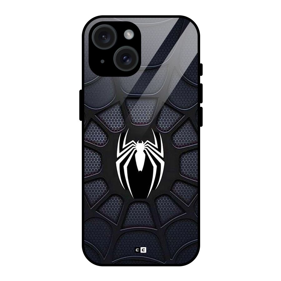 Black Web Glass Back Case for iPhone 15